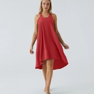 HALARA Orange Red Asymmetrical High-Low Sundress